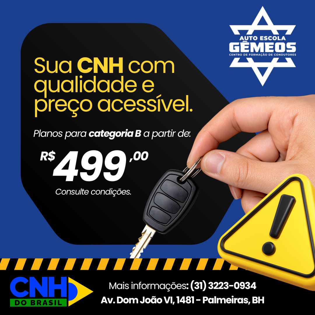 Sua CNH com qualidade e preço acessível - Planos para categoria B a partir de R$499